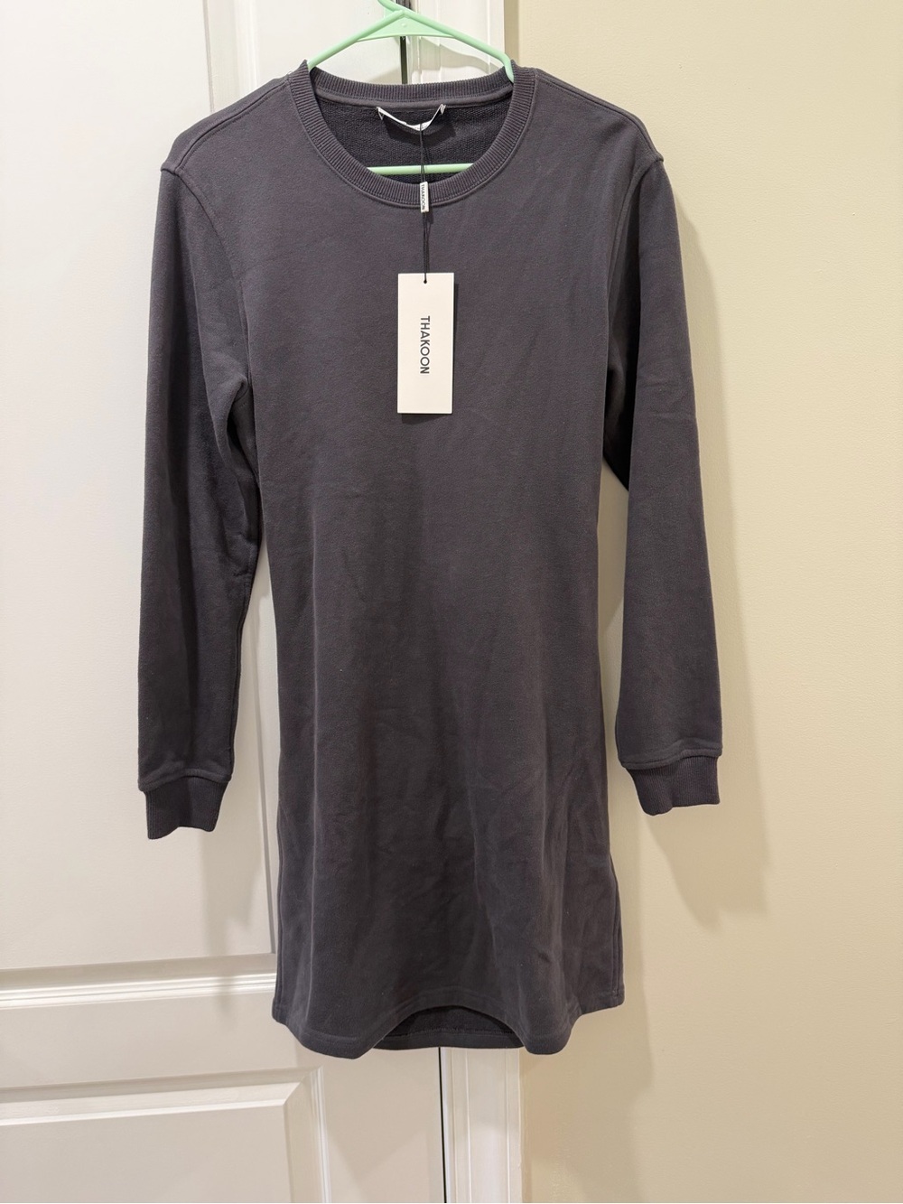 Thakoon Charcoal Long-Sleeve Crewneck Dress